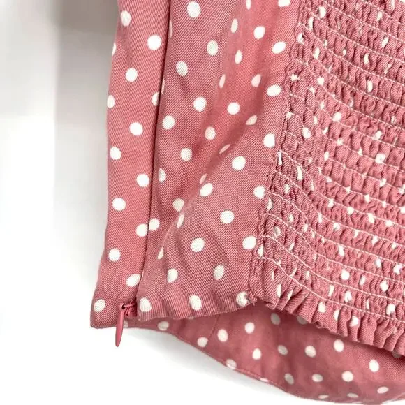 Zara Pink Polka Dot Crop Top Small Strappy Smocked Tube Top - Picture 4 of 5